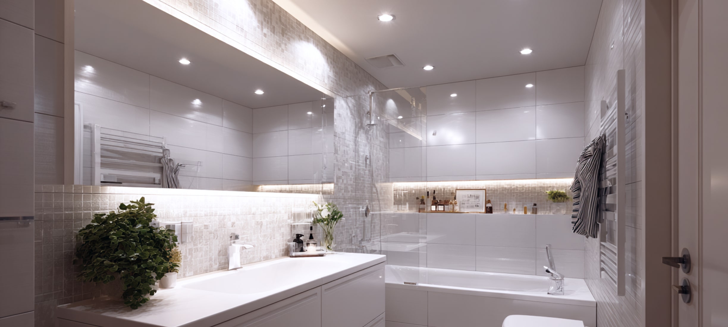 Ванная комната с матовым натяжным потолком