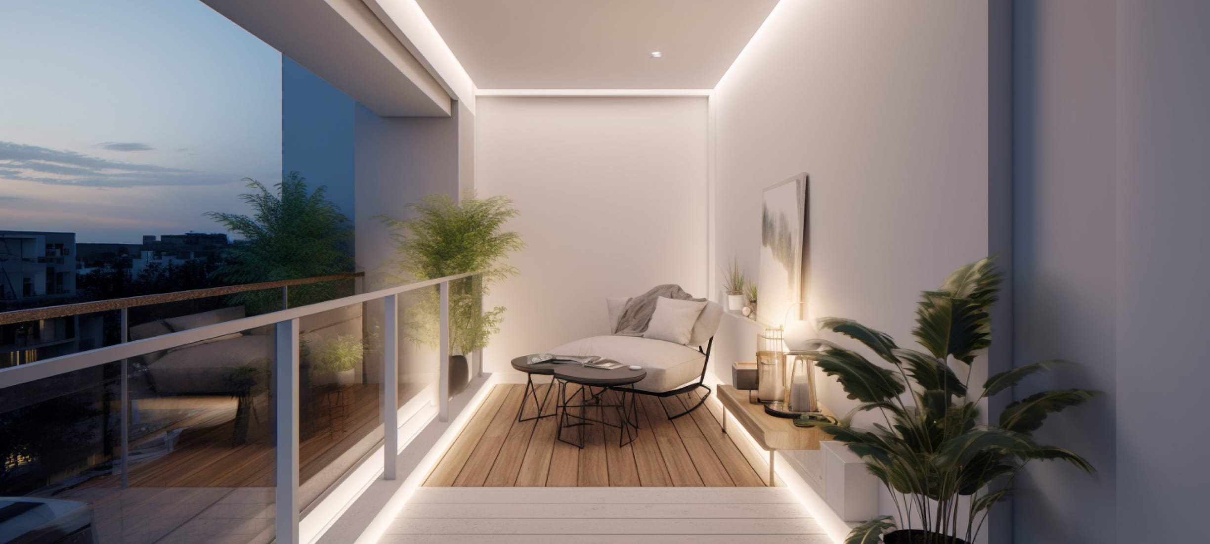 Парящий натяжной потолок на террасе